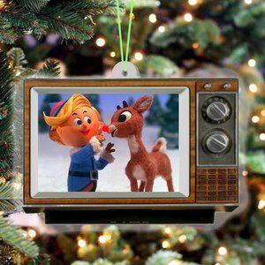 Rudolph the Red-Nosed Reindeer Show TV Set Retro Christmas Tree Holiday Ornament